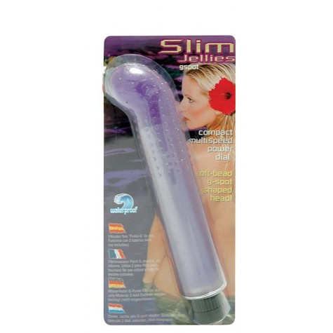 Водонепроницаемый фиолетовый массажер G-точки SLIM JELLY G-SPOT VIBRATOR - 15,2 см.